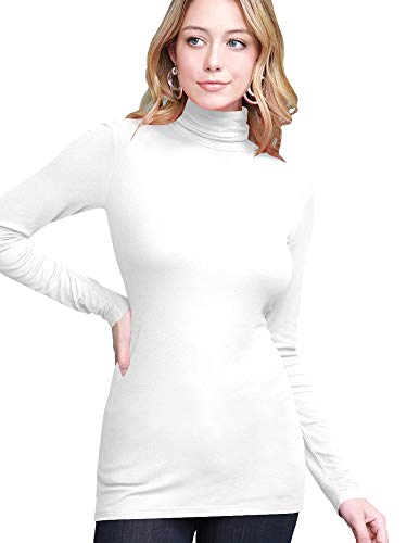 Image of Lock and Love Women's Turtleneck Top Lightweight Long Sleeve Slim Fit Pullover, Soft Rayon Stretch Layering Basic, S-3XL