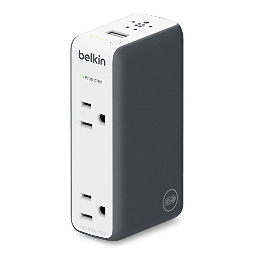 Belkin Travel RockStar Surge Protector with 2 AC Outlets, 1 USB Port