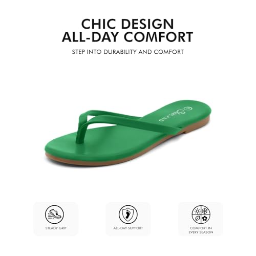 Image of Shoe Land Thong Flip Flops for Women, Memory Foam Flat Sandals, Lightweight Summer Slides, Non Slip Comfort Sandals for Beach, Travel and Everyday Wear