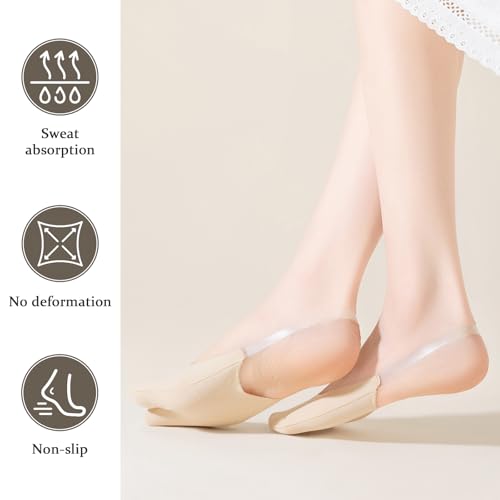 Image of No Show Socks with Invisible Sling Back Womens, 6 Pairs Low Cut Half Toe Topper Socks with Non-Slip Straps for Heels