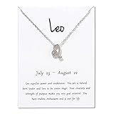 COLORFUL BLING Collar chapado en plata para mujer, joyería con signo del horóscopo y constelación, regalo de cumpleaños, joyería Leo con tarjeta de mensaje blanca, metal, aleación