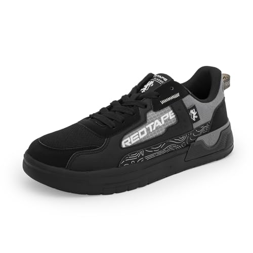 Image of Red Tape Men's Sneakers White Grey Pu Mesh Round Toe Lace-Up