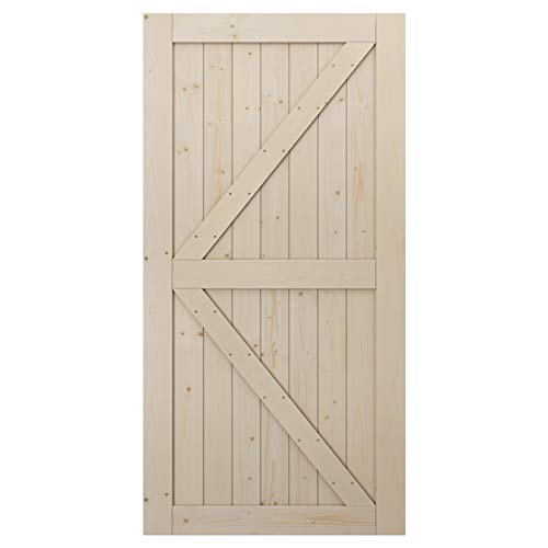 LD Build 42in x 84in Sliding Barn Wood Door Slab, Solid Nature Wood