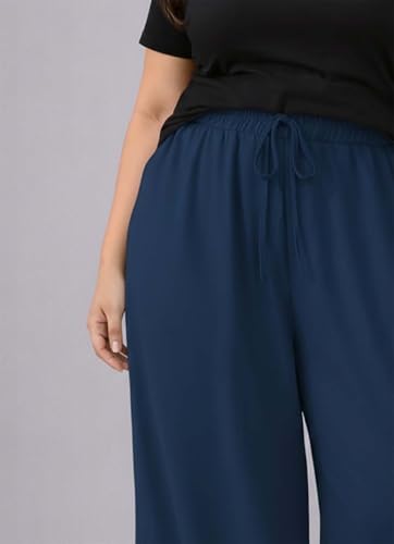 Image of KOTTY Women's Plus Size Wide Leg Pants with Elastic Waist Relaxed Fit Comfortable Casual Travel Wear Style