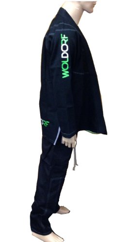 Woldorf Usa Brazilian Jiu Jitsu Kimono Pearl Weave Gi Competition Uniforms Black With Rip Stop Pants Size 3 A1 Pre-Shrunk, Ultra Light Weight Uniforms #TOP4