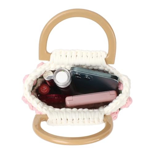 Women's Handbag Yarn Crochet Top Handle Purse Cute Tulip Handmade Beaded Crossbody Shoulder3