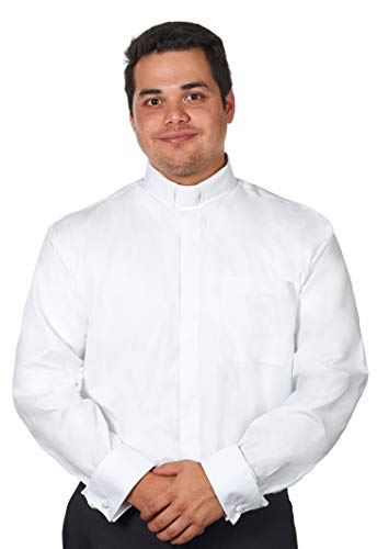 FHS Men's Tab Collar Clergy Shirt Long Sleeves (15-15 1/2 (32-33), Black)