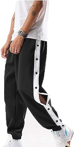 Pantalon de survêtement à bouton-pression pour homme avec poches