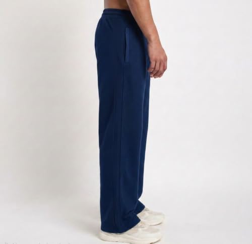 Image of MARK LOUIIS Men's Baggy Trackpants | Regular Fit Cotton Sweatpants with Drawstring Waist & Side Zipper Pockets | Oversized Casual Track Pants for Gym
