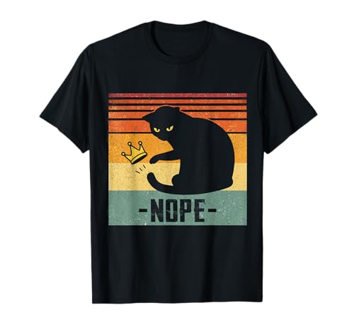 No Kings in America Black Cat Funny Cat Kicking Crown T-Shirt