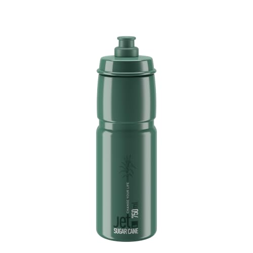 ELITE Jet Green Borraccia Ciclismo 750 ml – Colore Opal, Logo Bianco – Plastica Biodegradabile, Senza BPA