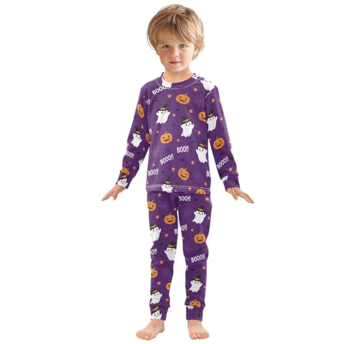 Pajama Sets Long Sleeve Halloween Ghosts Pumpkins Pattern Soft Comfy Sleepwear 2 Piece PJS 3-8T2
