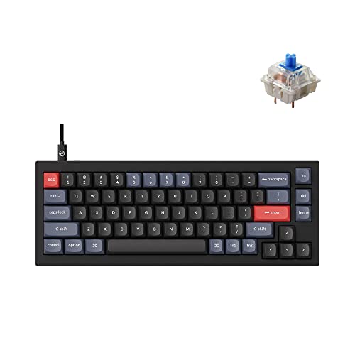 Keychron Q2 Wired Custom Mechanical Keyboard, QMK/VIA Programmable Macro, Full Aluminum, Hot-Swappable Gateron G Pro Blue Switch, 65% Layout Double Gasket Compatible with Mac and Windows - Black