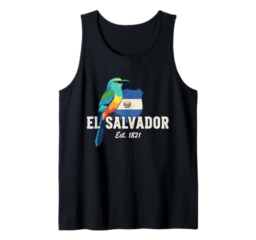 El Salvador Torogoz Bird Flag Shield Est 1821 Tank Top