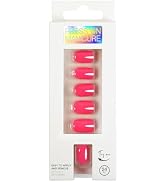 24 Pcs Rose Red Press on Nails Short Square - SHANRUN Spring Pure Color Fake Nails French Glossy ...