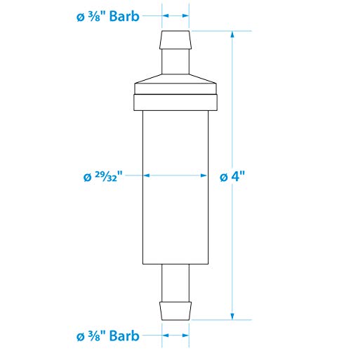 Seachoice In-Line Fuel Filter, 3/8 In, Plastic, Outboard, 20 Micron #TOP6