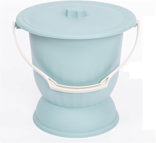 便器, 蓋付きポータブルチャンバーポット、ハンドル付きつばき尿バケツベッドサイド小便器高齢者妊娠中の女性用(Blue,27.5*25.8cm)