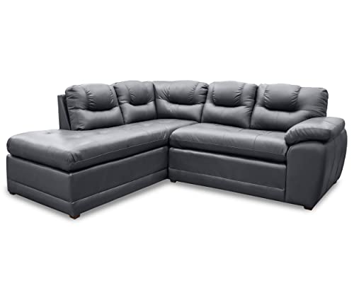 Consejos para Comprar Sala Esquinera de Piel Top 10. 42 Sala Esquinera de Piel Genuina Love Seat y Cheise Longue, Lado Izquierdo, Color Gris Oxford, Mod. Sevilla