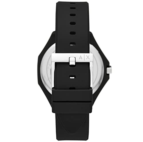 Armani Exchange Silicone Analog White Dial Men Watch-Ax4600, Black Band - Image 4