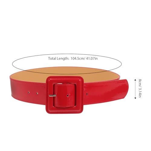 Leather Belt Women Patent Leather Belt Retro Wide Belts with Square Buckle Casual Ladies Belt for Jeans Dress4