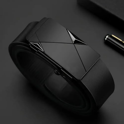 SR 3SET PACK Casual Mens Belt,Ratchet Belts for Men Leather Adjustable for Jeans Black Golden Silver 43" to 51" Length Adjustable2