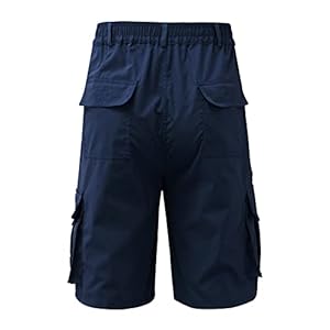Homme été Droit Solide Cargo Pantalon Taille élastique Fermeture éclair Braguette Poche Shorts Pantalon Court Uniforme Hakama