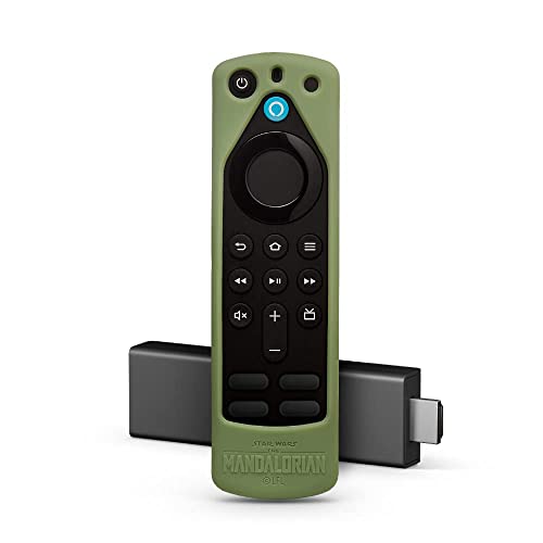 Fire TV Stick 4K with latest Alexa Voice Remote (includes TV controls, Dolby Vision) + Star Wars The Mandalorian remote cover (Grogu Green)