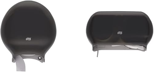 Tork Dispensador de rollo de papel higiénico Jumbo Smoke T22, alta capacidad, 66TR y dispensador de rollo de papel higiénico Twin Jumbo Smoke T22,