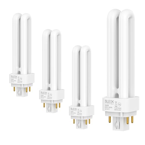 Sleeklighting 26 Watt T4 Double Tube Cfl 4 Pin G24Q-3 Base Light Bulb 3500K 1500Lm -Ul Listed,Compact Fluorescent -Neutral White Light 4Pack #TOP17