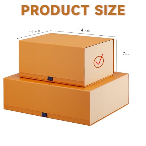 Image of Rsgift 2 Pack Yellow Gift box,14x11x7 inch Packaging Gift Boxes with Lids for Valentines Day,Large Gift Boxes for Presents Birthday Christmas,Thanksgiving Day