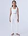 Yitoco Girls Leggings with Pockets Athletic High Waisted Kids Workout Dance Running Yoga Pants (White,9-10 Years, YOYPG03-WE-140)