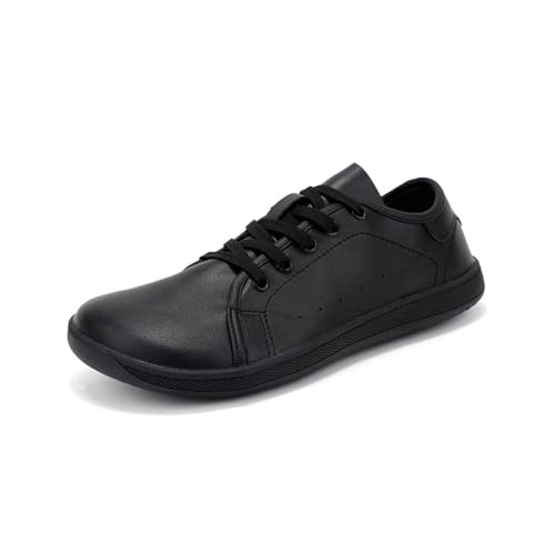 Treer Black Wide Barefoot Shoes for Men Women, Unisex Wide Toe Box Walking Trainers for Outdoor Trail Running Gym Minimalist Casual Zero Drop Shoes, Lightweight Breathable