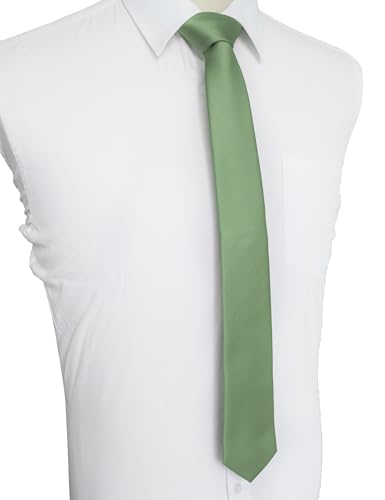 Image of JEMYGINS 2.4 inch Solid Color Skinny Tie Slim Necktie for Men