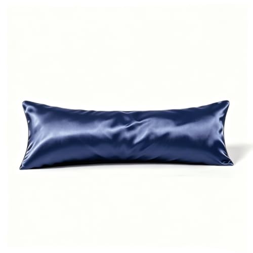 Juwenin Bedding,Super Soft and Luxury Silky Satin Pillowcase (Silky Satin Pillow Case for Hair) (Navyblue, Body)