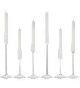 Willceka Candlestick Holders, Glass Taper Candle Holders Set of 6, Candle Holders for Candlestick...