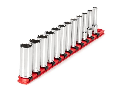 TEKTON 3/8 Inch Drive Deep 6-Point Socket Set with Rail, 12-Piece...