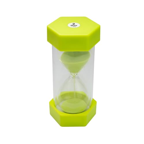 TeacherFav Sanduhr für Kinder, 2 Minuten, grün, 12,7 cm, Stundenglas-Acrylüberzug für Klassenzimmer, Zuhause und Kinderzimmer, mittelgroß, Einzelpackung