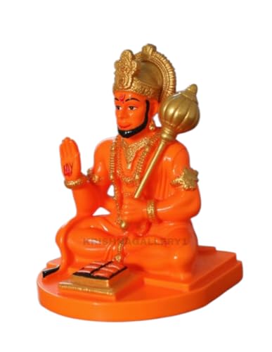 Image of KRISHNAGALLERY1 Polyresin Orange Hanuman Bala ji Bajrangbali Murti Statue Idol for Home Pooja Office Decor Idol 4 Inches
