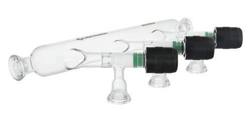 Chemglass AF-0061-03 Series AF-0061 Vacuum Manifold, Airfree, Schlenk, Inert Gas, Single Bank, 5-Port, 465 mm Length