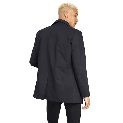 BRAVE SOUL Men's Lightweight Buttoned Collared Jacket, Black, Size L - Image 3