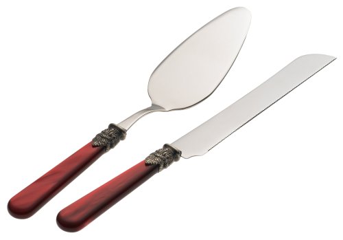 Rosanna Pearl Red Napoleon 2-Piece Bridal Cake Serving Set