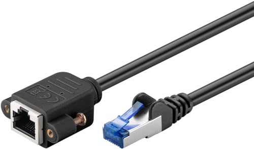 goobay 65645 Câble d'extension CAT6A (CU) S/FTP (PiMF)/CAT 6A pour câble Ethernet/Prise RJ45 à prise RJ45 avec bride de montage/500 MHz/5 m, noir.