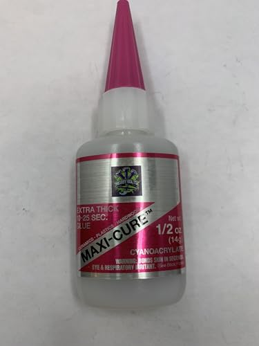 Bob Smith Industries Maxi-Cure Extra Thick Cyanoacrylate Glue, 1/2 oz, Pink Cap, Hobby Bolts, BSI, CA Glue, Made in the USA.