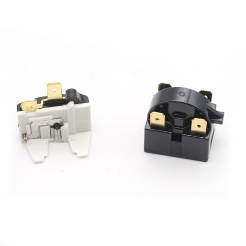1 Set Refrigerator PTC Starter Relay, 4-Pin, 4.7ohm and 1 Set 1/2hp Refrigerator Overload Protector Compatible with Whirl-Pool GE Frigidaire Kitchen-Aid LG Magic Chef