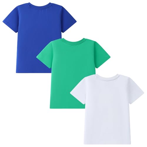 HILEELANG Toddler Boy Short Sleeve Tee Shirts Summer Cotton Casual Graphic Crewneck Tshirt Packs3