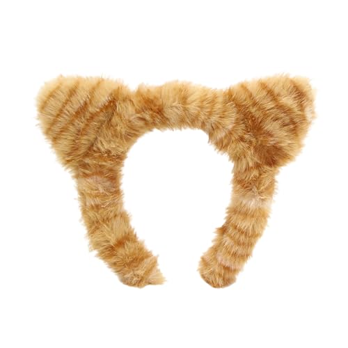 ヘアバンド 子猫 耳 ヒョウ柄 ヘア フープ 毛皮 ぬいぐるみ ハロウィン コスプレ メイク 洗顔 ステージ プレイ ブラウン