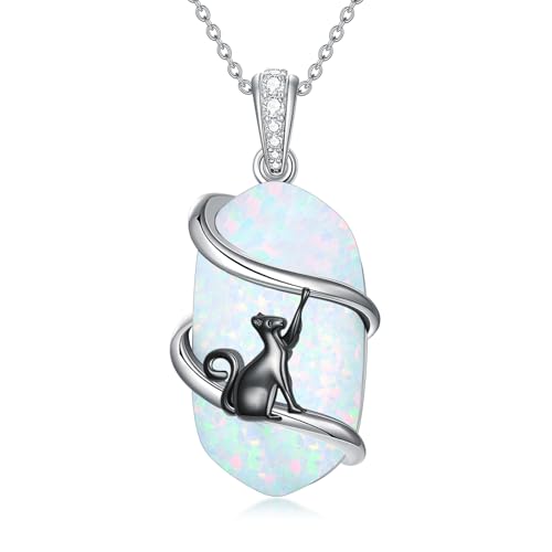 Opal Mama Bear/Panda/Cat/Koala/Sloth/Cardinal/Unicorn Necklace 925 Sterling Silver Opal Animal Pendant Jewelry Birthday Christmas Gifts Women Her