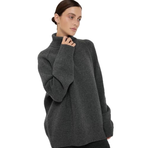 Suéter de punto para mujer JYHBHMZG holgado de cuello alto para otoño 5