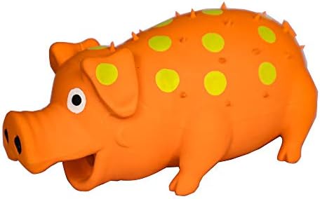 VIMIGOO Latex Grunting Pig Sound Play Dog Toy,Spueaky Dog Toy, Pig Dog Toy 8" (Orange)