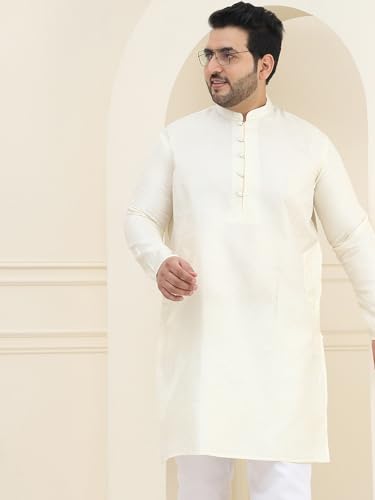 Image of SOJANYA Plus(Since 1958), Men's Silk Blend Self Design ONLY Long Kurta
